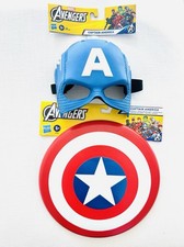 RARE SET Marvel Avengers Captain America Mask Flying Shield NEW FREE SHIP