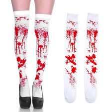 HONGCAUP Halloween Blood Stained Thigh One Size Plus, Red Stockings