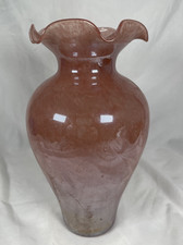 Mid-Century Modern Murano Glass Vase, Pink Swirl Lavorazione Arte, 8.5" Italian