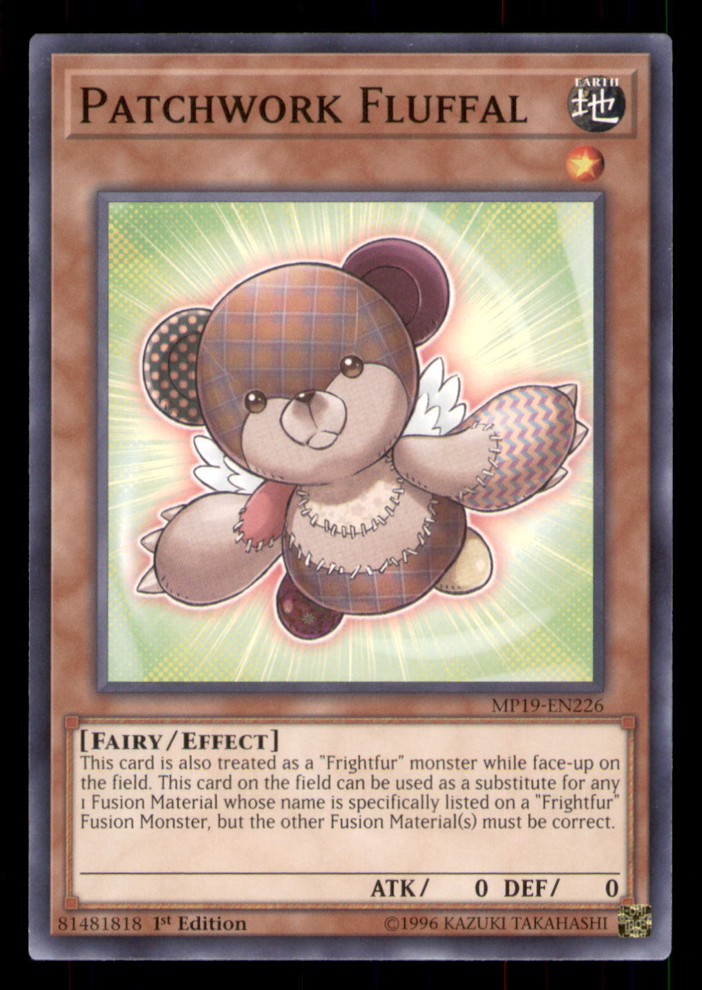 Yugioh Patchwork Fluffal #MP19-EN226 2019 Gold Sarcophagus Tin Mega Pack LP