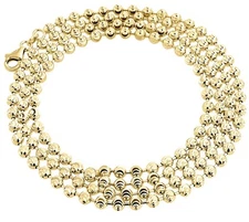3mm Solid Half Moon Diamond Cut Bead Ball Chain Necklace REAL 14K Yellow Gold