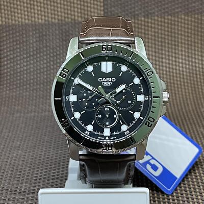 Casio MTP-VD300L-1E Multi-Hand Brown Leather Black Analog Quartz
