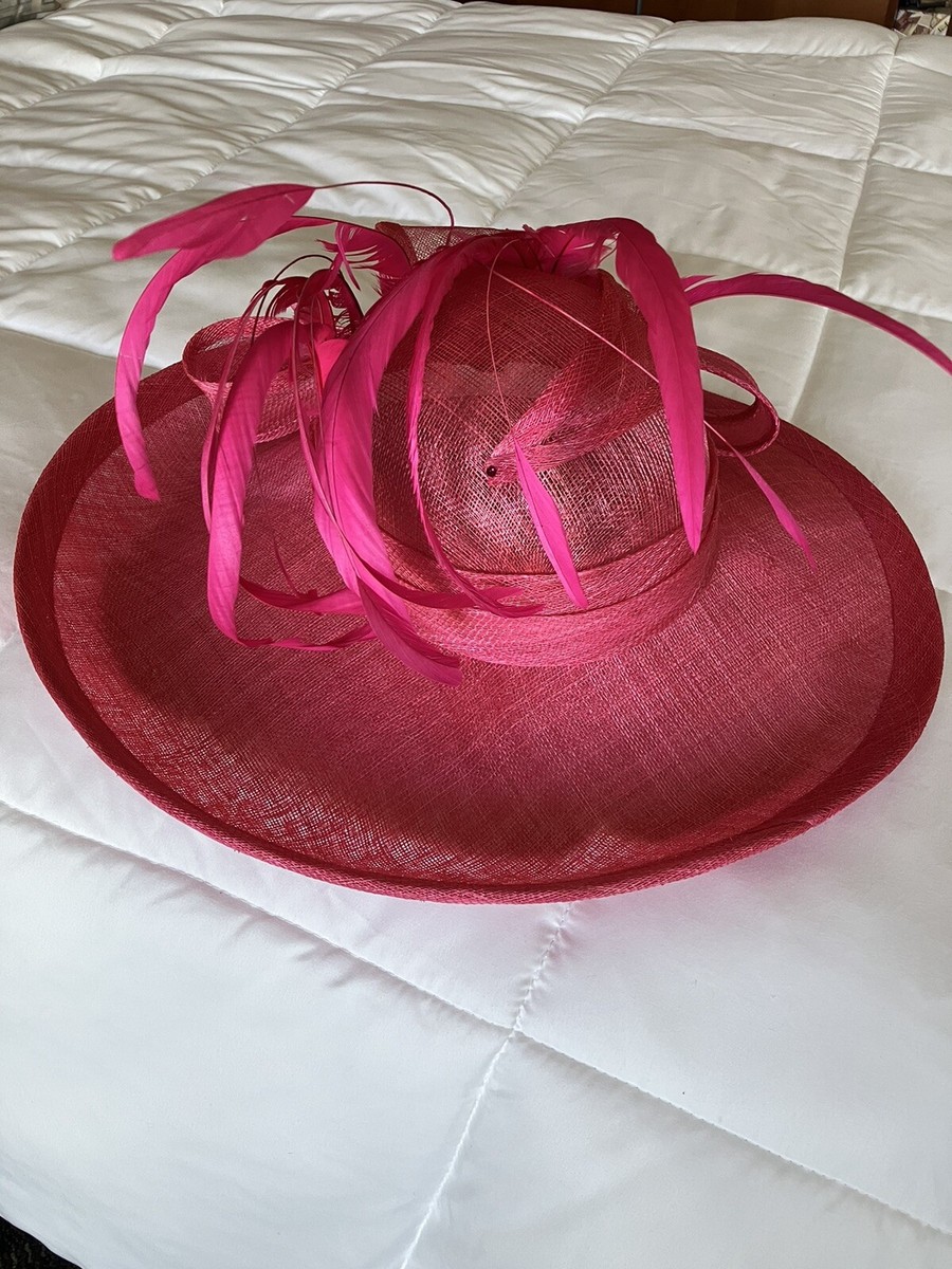 August Hat Company Fuchsia Organza Kentucky Derby Church Wedding Wide Brim Hat Wide Brim Kentucky Derby Hat, Ascot Hat for Wedding & Tea  main image 4