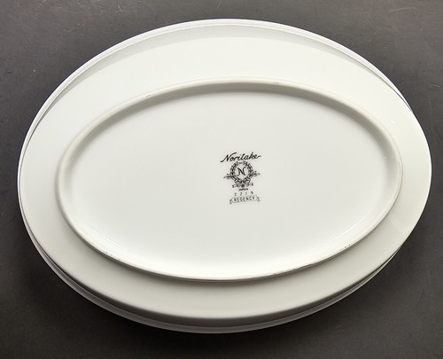NORITAKE China Serving Bowl Regency Silver Trim 9 1/2" X 7 1/4" X 2 1/2" #2219 - Picture 4 of 6