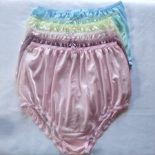 6 Big Nylon Underwear granny panties Soft Silky Briefs Woman High Waist 42"-50"