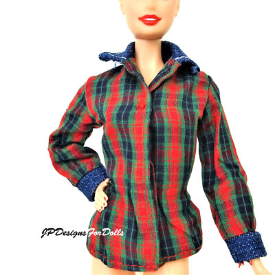 Barbie Arizona Jean Company Langarm kariertes Hemd neu out of box 