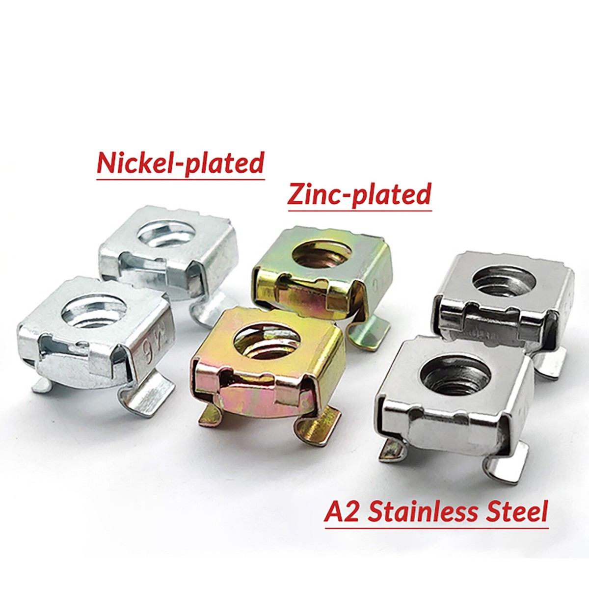 10-Pack M8 304 Stainless Steel Cage Nuts For Server Rack – Square Hole Mounting, 17mm X 12mm, Silver Tone