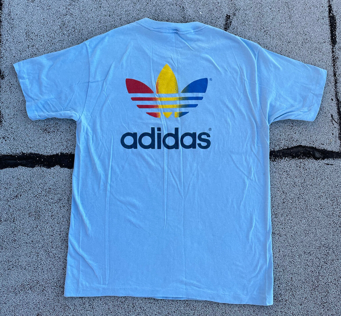 Vintage 80s Adidas Trefoil Rainbow Logo Temple University Single