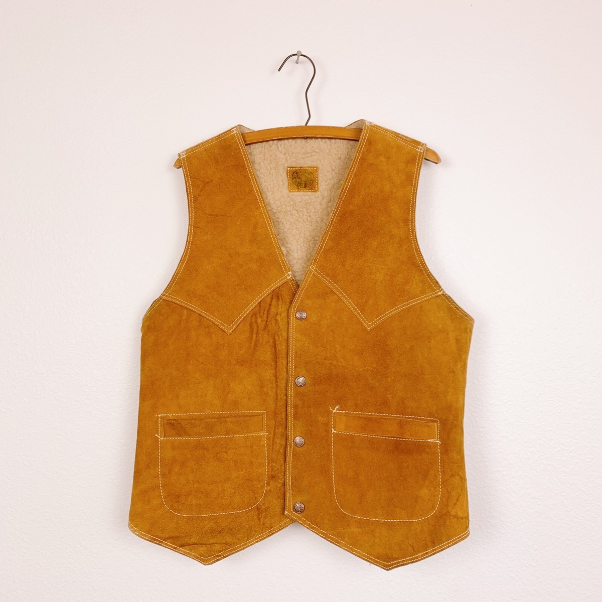 Vintage 70s Hecho En Mexico Suede Leather Western Cowboy 