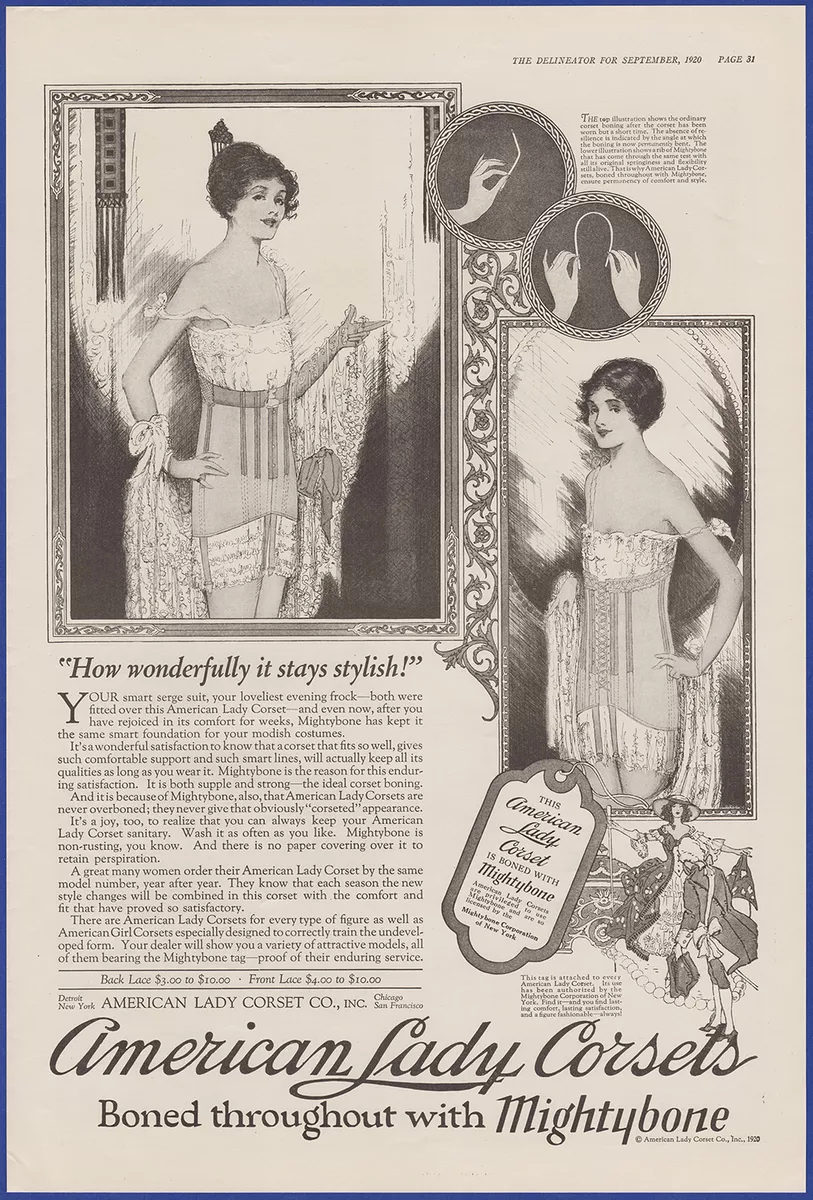 Vintage 1920 AMERICAN LADY CORSETS Lingerie Fashion Mightybone