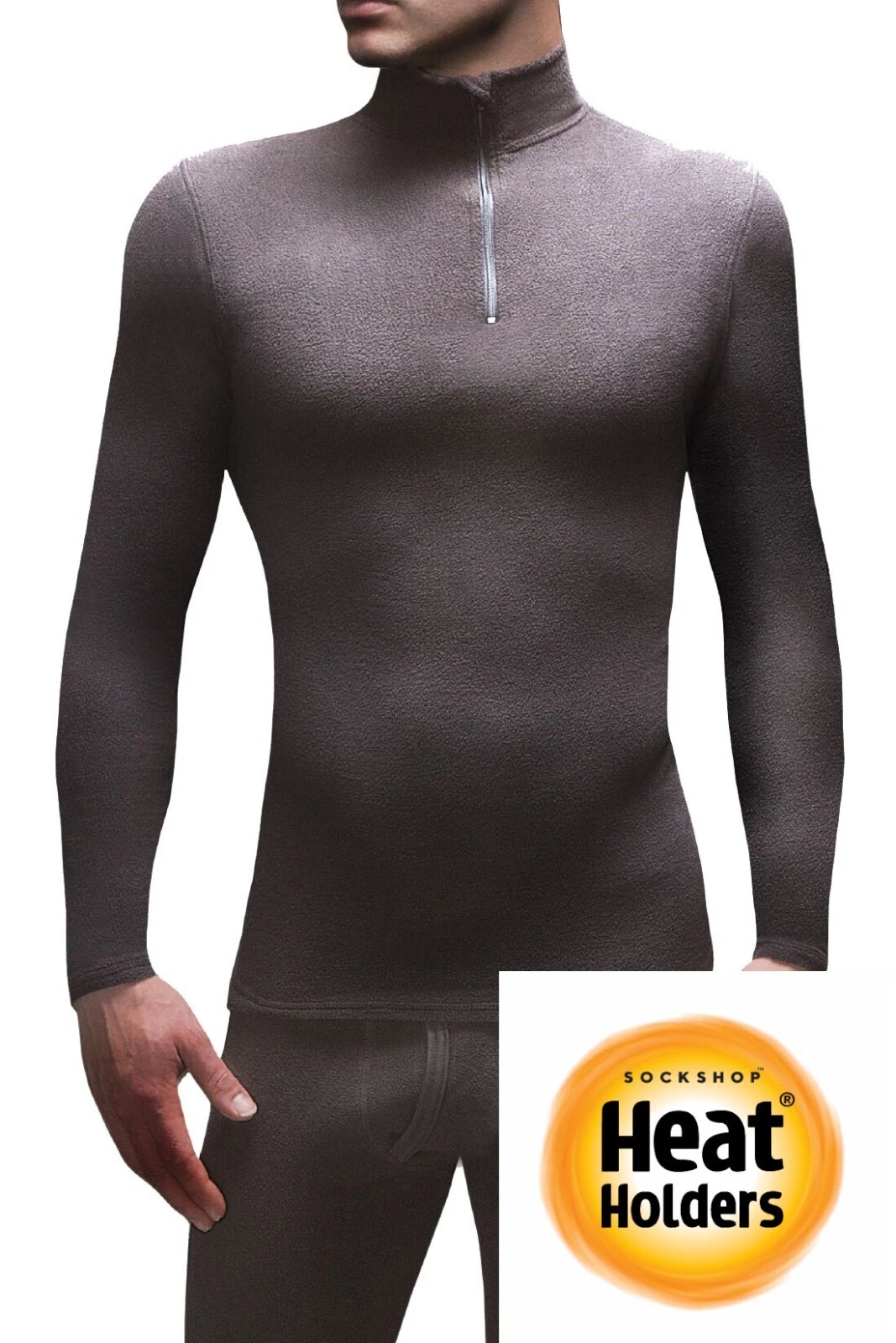 Men's Base Layer Thermal Microfleece Long Sleeved Top HEAT HOLDERS Black- 1 Pack