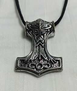 Men's Vintage Silver Viking Celtics Ravens&Thor Hammer Mjolnir Pendant Necklace