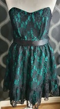 Jade & Black Lace Strapless Dress Size 14 Goth Gothic