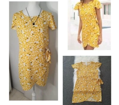 Robe Été Jaune A Fleurs Femme Taille 38 , M 💛 - Photo 1/4