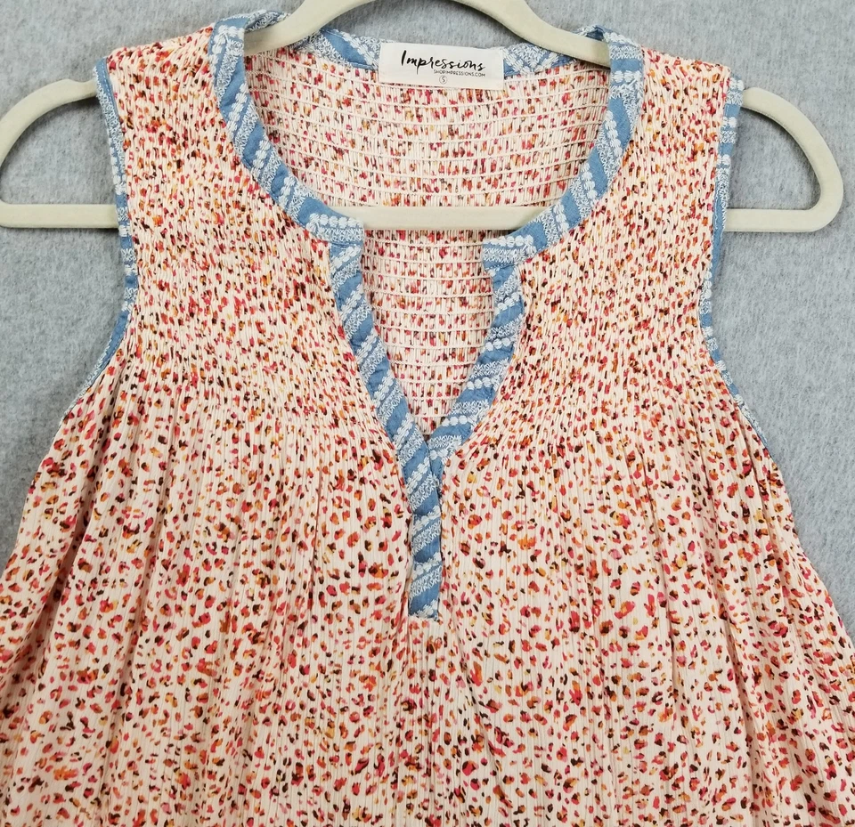 Camiseta sin mangas Impressions para mujer pequeña S multicolor abstracta sin mangas gasa Foto 2 de 4