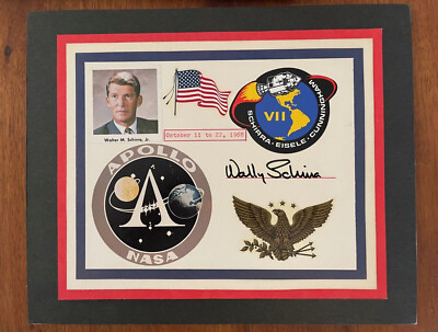 Apollo 7 collage hand-signed by Astronaut Wally Schirra