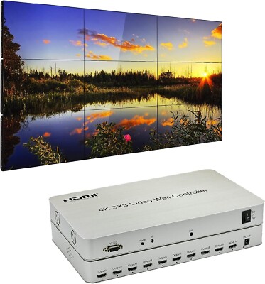 4k 3x3 Video Wall Controller, 9 Channels 1 HDMI Input 9 Outputs 13 Display Modes