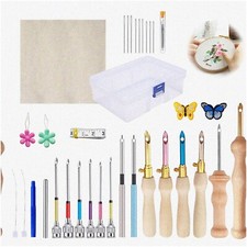 StitchMaster Punch Kit - 35 Pcs Adjustable Punch Needle Embroidery Set with Wood