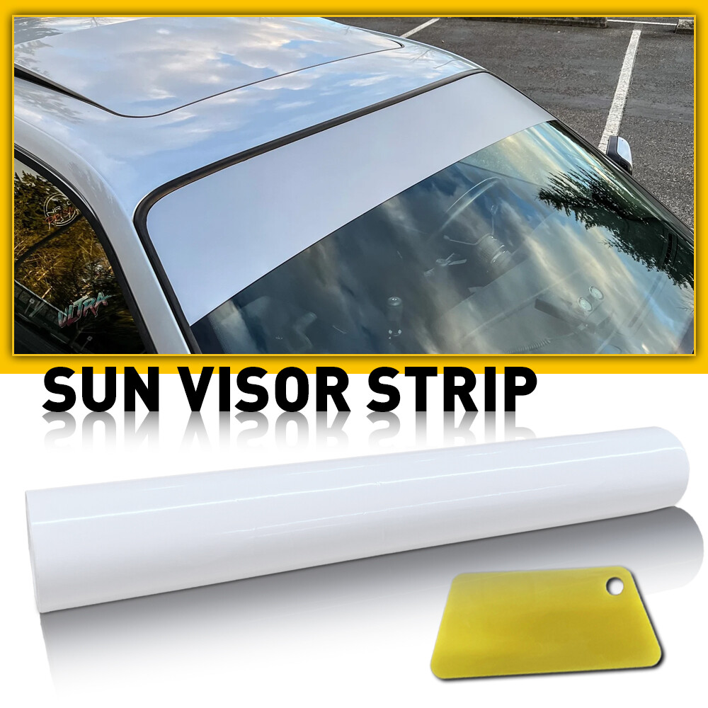 60x10'' Car Window Tint Windshield Sun Visor Vinyl PVC Decal Strip Sticker White