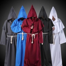 Friar Medieval Cowl Hooded Monk Renaissance Priest Robe Adult Halloween Costume