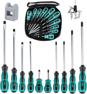 Magnetic Screwdriver Set, 10-Piece Chrome Vanadium Steel, 5 Flat & 5 Phillips