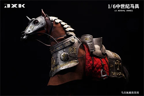 JXK125 1:6 Retro Medievale Cavallo Imbracatura per 1/6 Resina Cavallo Statua Modellino - Foto 5 di 12
