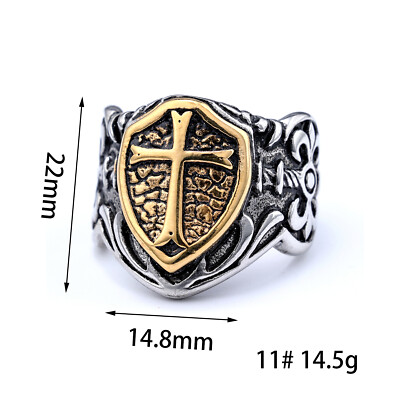 Men's Stainless Steel Ring Knight Templar Biker Crusader Cross