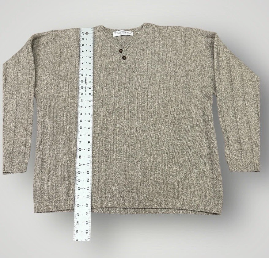Suéter Henley de Lana John Ashford Lambs XL Beige Años 90’s Abuelo Foto 3 de 4