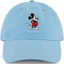 Disney Mickey Mouse Baseball Hat Washed Twill Cotton OSFM Dad Cap Sky Blue NEW