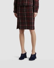  920 Marni Women's Black Plaid Tweed Side-Slit Skirt Size IT 40/ US 4