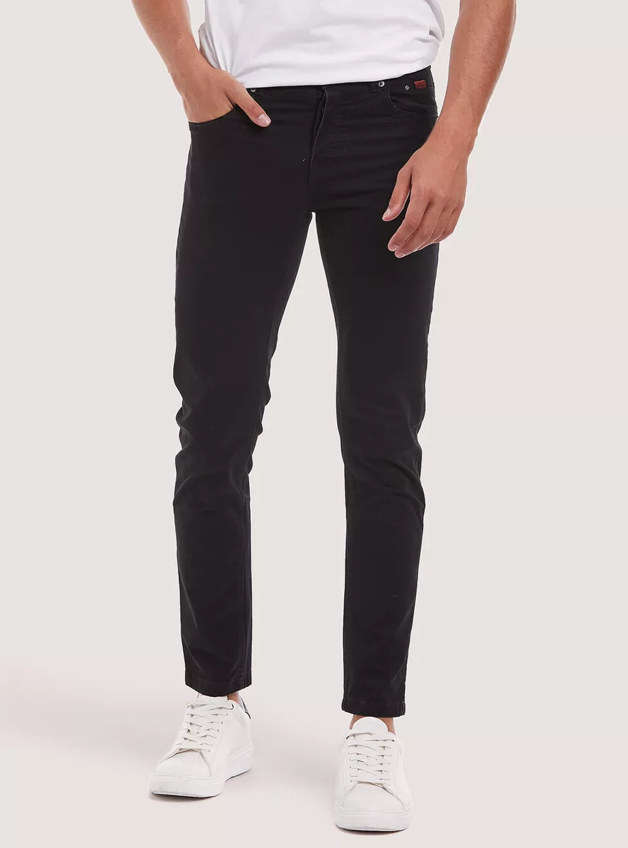Pantaloni uomo chino slim fit elasticizzati invernali skinny neri
