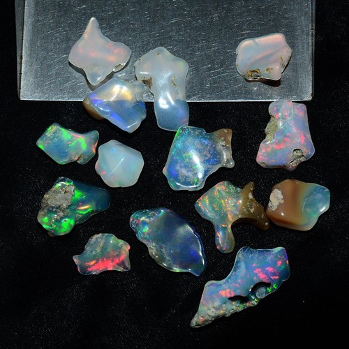 14 Pcs Natural Ethiopian Opal Rough Lot Top Grade Play Of Colors Loose Gemstones - Picture 6 of 9