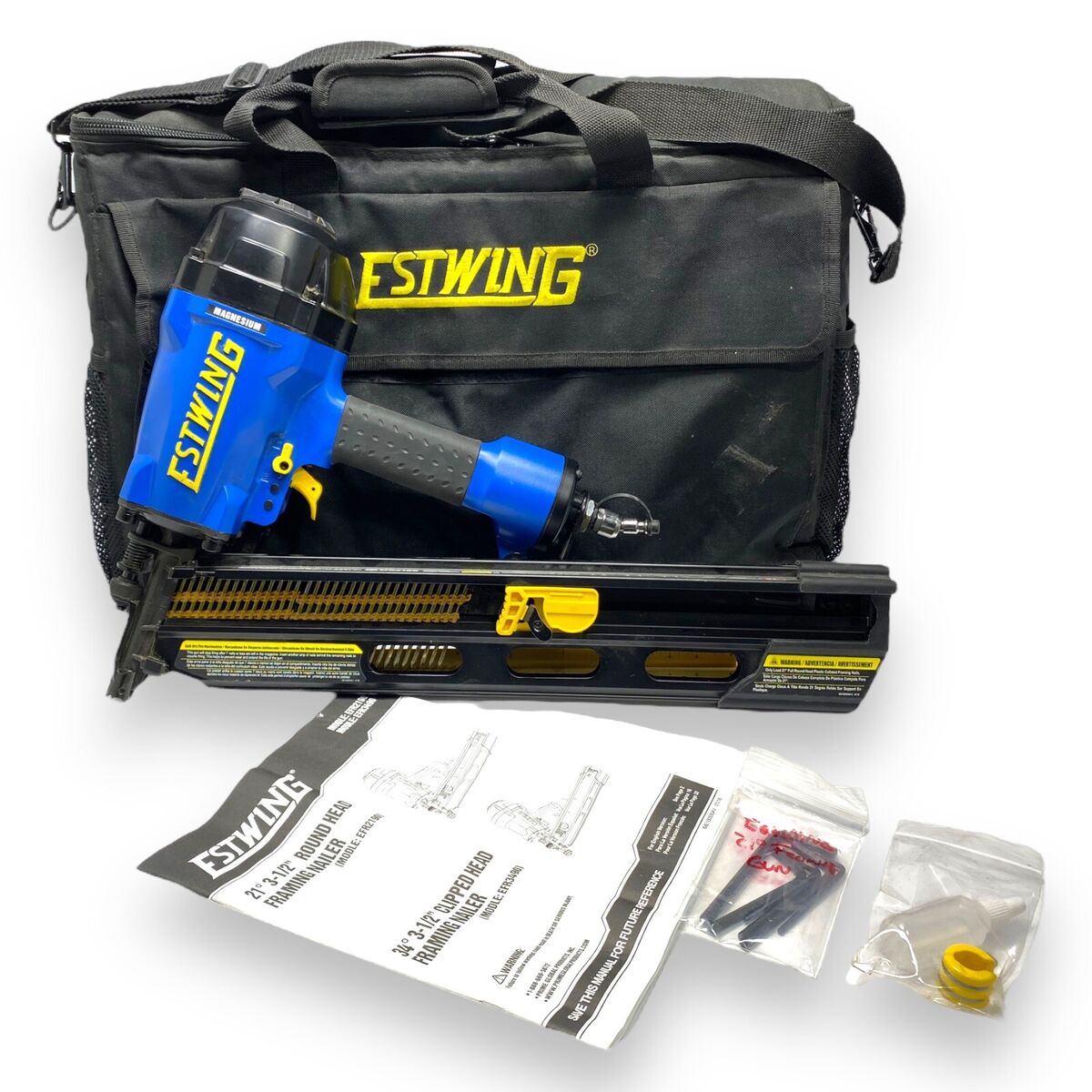 Pneumatic 34 degrees Clipped Head Framing Nailer with Padded Bag Pneumatic 34 degrees Clipped Head Framing Nailer with Padded Bag