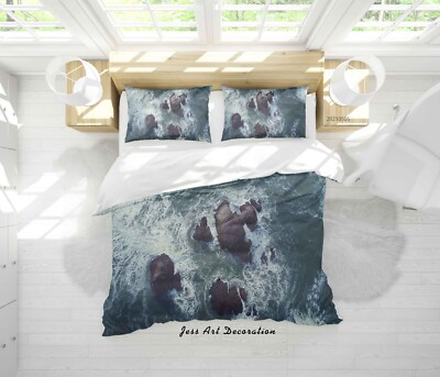 3D Rock Sea Overview Landscape Quilt Cover Set Bedding Sets Pillowcases Queen