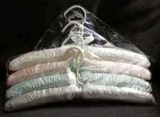 4 WHITMOR Padded Satin Boudoir Lingerie Clothes Hangers Embellished Ribbon Bows