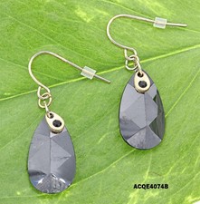 CZ Tear Drop Dangle Earrings - Black - ER-ACQE4074B