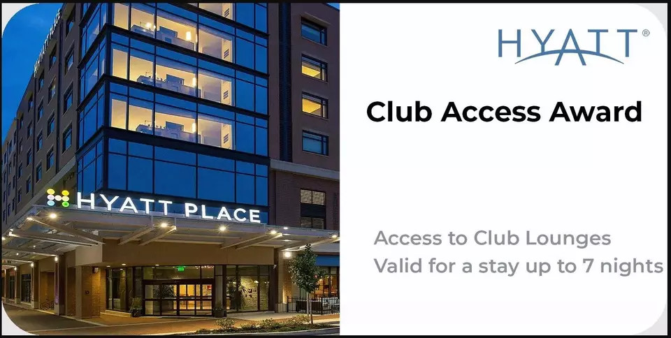 Hyatt Hotels Lounge Club Access Award max 7 Days Free Meals Drinks EXP 02/2026