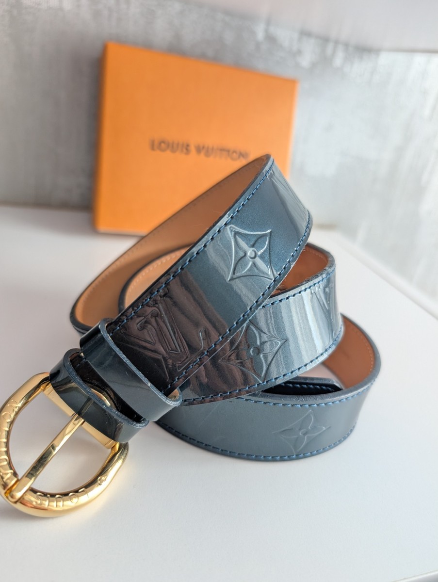 NEW; Louis Vuitton Phoenix 25MM Monogram Vernis patent leather belt in turquoise Louis Vuitton Phoenix 25MM Monogram Vernis Belt - Green  main image 4