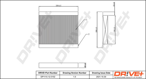 Dr!ve+ DP1110.12.0152 Filter, cabin air for ALFA ROMEO,FIAT,JEEP