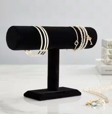 Black Velvet T-Bar Jewelry Display Stand for Bracelets Necklaces NWOT