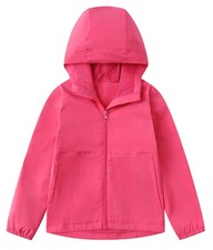YJBQ Kids Girls Rain Jacket Windbreaker Lined Boys Raincoat 8-9 Years, Pink