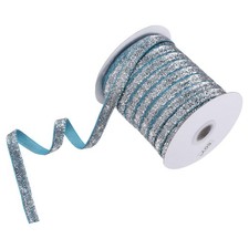 1-Pack Metallic Glitters Velvet Ribbon,3/8"x50 Yards for GiftBlue White