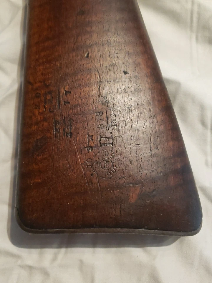 Bonita estampilla bomba llameante de Estados Unidos Ross Mk II culata de rifle, piezas excedentes militares de 1905 Foto 2 de 4