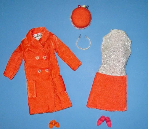 Japanese Exclusive Vintage Barbie Orange Velveteen Coat Set