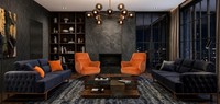 Polstergarnitur 4Sitzer 3Sitzer Sofa Sessel Modern Kissen Dunkelblau