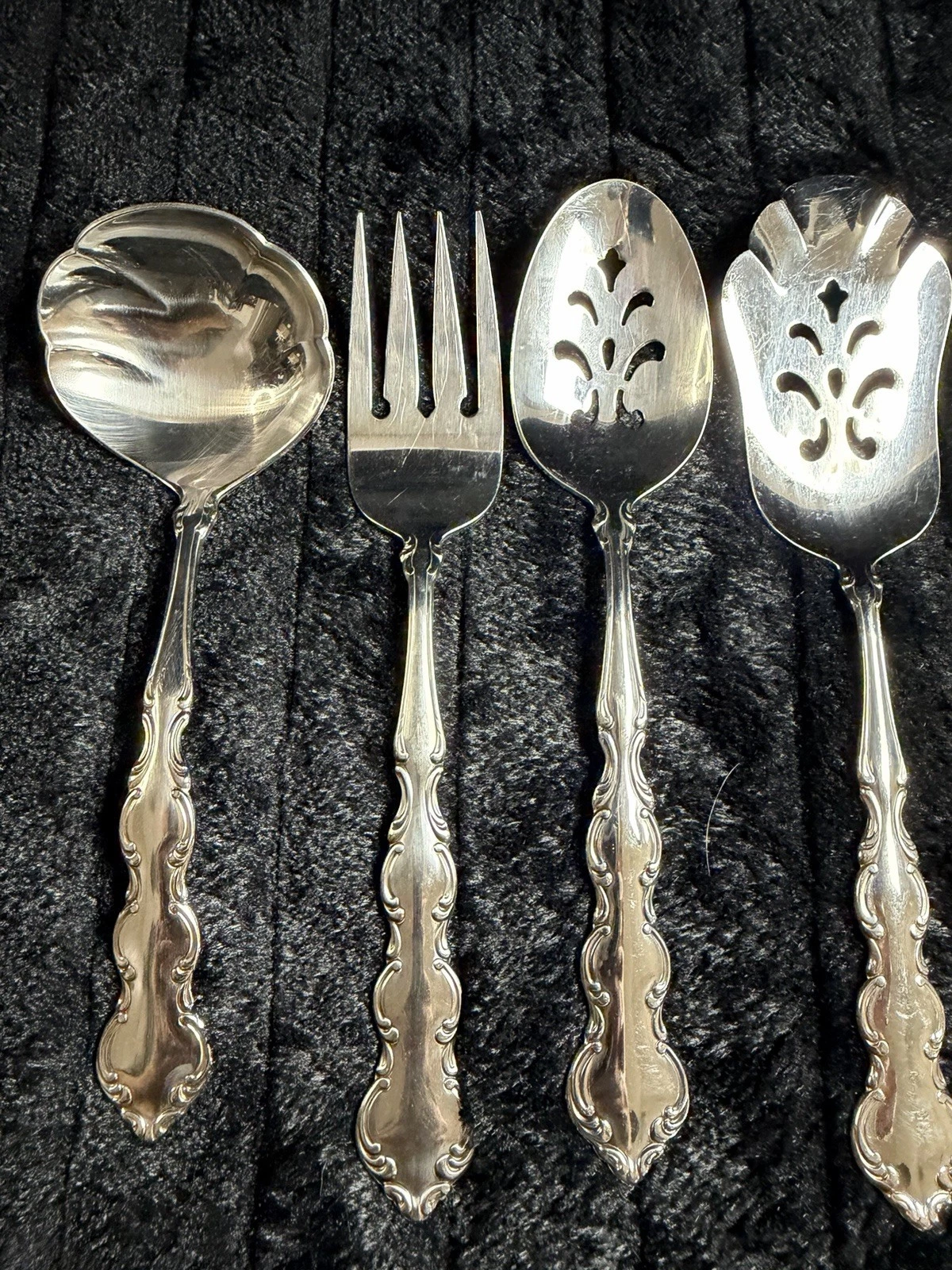 Vtg Oneida Mozart Serving Set Deluxe Stainless Large 6 Piece Slotted Spoon Cake
