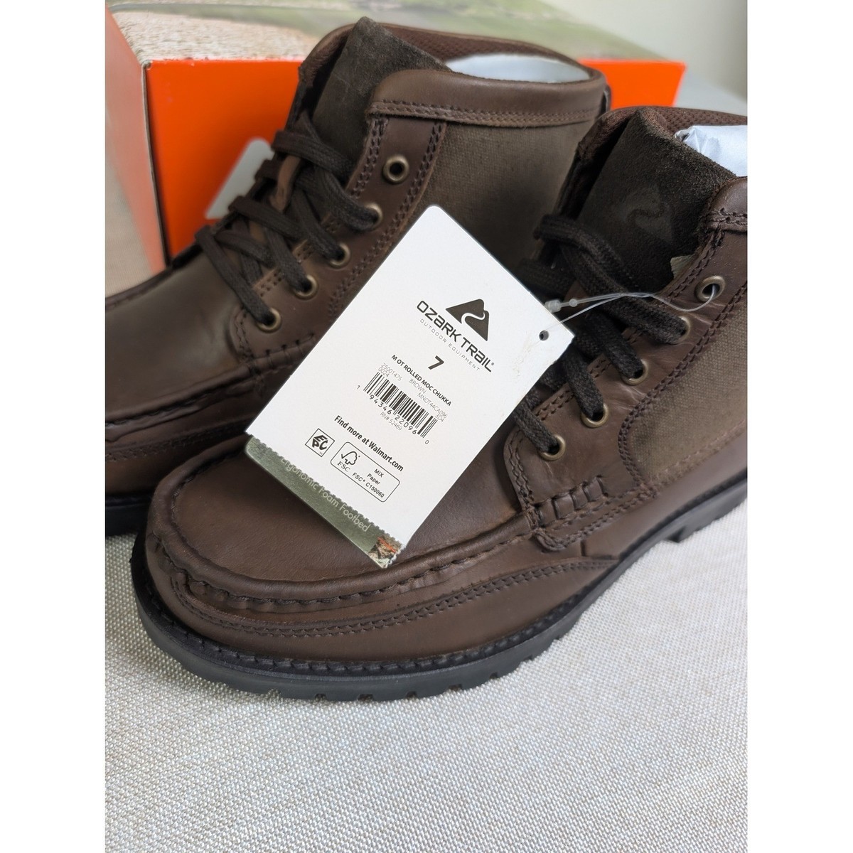 Ozark Trail Chukka Men\'s Boots Rolled Brown Leather Street Casual Rugged Size 7‎ Ozark Trail Chukka Men main image 2