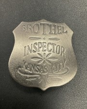 Vtg Old West Badge Brothel Inspector Kansas City costume novelty Metal
