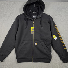 Carhartt Insulated Sweater Small Black Mens Outdoors Hoodie Full Zip Fleece NWT