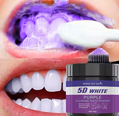Water Ice Levin 5D WHITE Teeth Whitening Powder Purple Cleaning Mint 50g